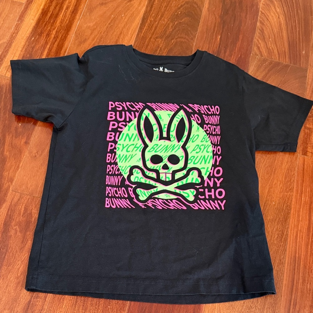 Psycho Bunny Kids Black and Green Graphic Tee